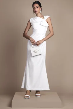 Coast Robe de Mariée Mi-Longue en Crêpe à Encolure Asymétrique avec Détail Nœud<Femme Robes|Robes Mi-Longues