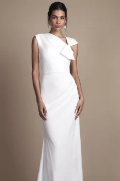 Coast Robe de Mariée Mi-Longue en Crêpe à Encolure Asymétrique avec Détail Nœud<Femme Robes|Robes Mi-Longues