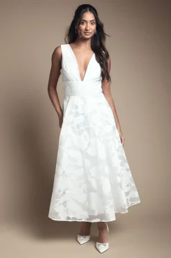 Coast Robe de Mariée Mi-Longue Jacquard à Décolleté Plongeant<Femme Robes|Robes Mi-Longues
