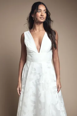 Coast Robe de Mariée Mi-Longue Jacquard à Décolleté Plongeant<Femme Robes|Robes Mi-Longues