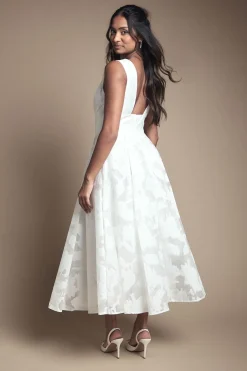Coast Robe de Mariée Mi-Longue Jacquard à Décolleté Plongeant<Femme Robes|Robes Mi-Longues
