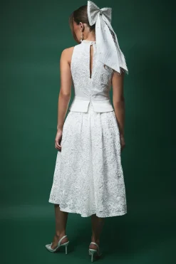 Coast Robe de Mariée Mi-Longue Lisa Tan avec Détail Peplum en Dentelle<Femme Robes Mi-Longues|Satin Et Dentelle