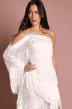 Robe De Mariée Mini Asymétrique À Franges
