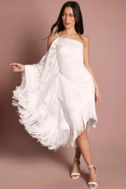 Robe De Mariée Mini Asymétrique À Franges