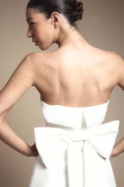 Coast Robe de Mariée Mini Bandeau Blanche avec Nœud au Dos en Crêpe Stretch<Femme Robes|Robes De Fiançailles
