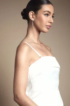 Coast Robe de Mariée Mini Bandeau Blanche avec Nœud au Dos en Crêpe Stretch<Femme Robes|Robes De Fiançailles