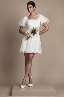 Oasis Robe de Mariée Mini en Organza à Manches Bouffantes<Femme Robes|Toutes Les Robes