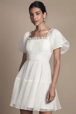 Oasis Robe de Mariée Mini en Organza à Manches Bouffantes<Femme Robes|Toutes Les Robes