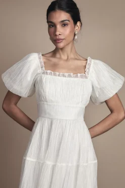 Oasis Robe de Mariée Mini en Organza à Manches Bouffantes<Femme Robes|Toutes Les Robes