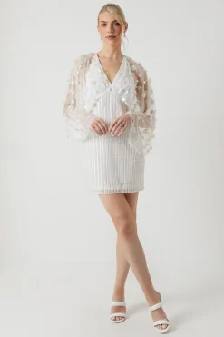 Coast Robe de Mariée Mini Kimono à Broderies Florales<Femme Toutes Les Robes|Robes À Manches Longues