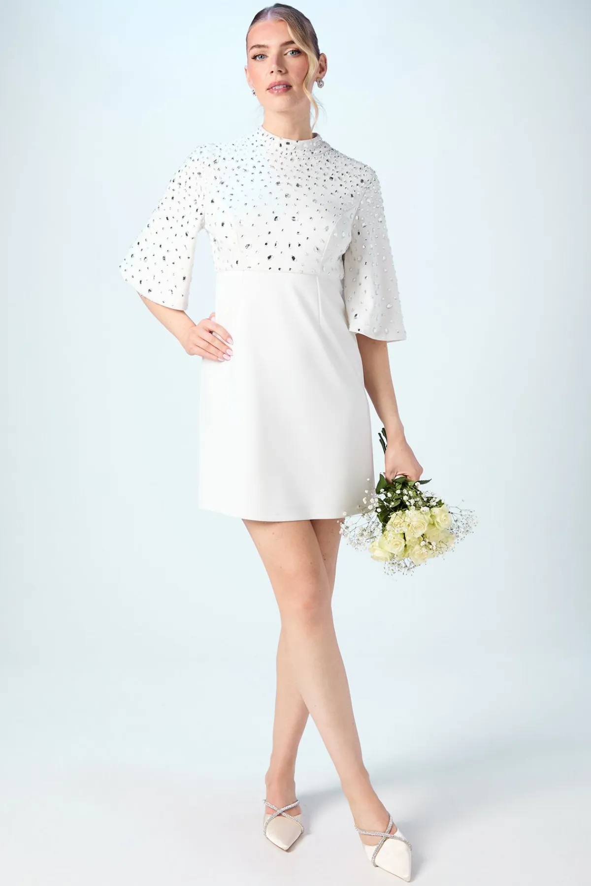 Coast Robe de Mariée Mini à Manches Chauve-Souris avec Détails de Gemmes Incrustées<Femme Robes|Toutes Les Robes
