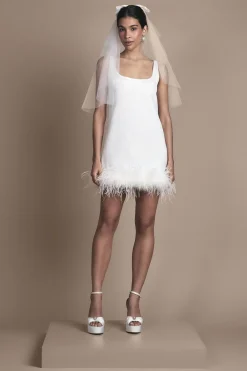 Coast Robe de Mariée Mini à Ourlet de Plumes<Femme Toutes Les Robes|Robe Satin