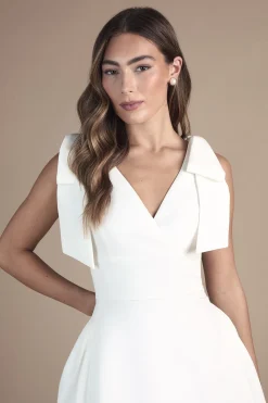 Robe de Mariée Mini Patineuse avec Bretelles Nœud