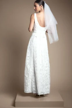 Robe de Mariée Muse à Détail Croisé en Dentelle