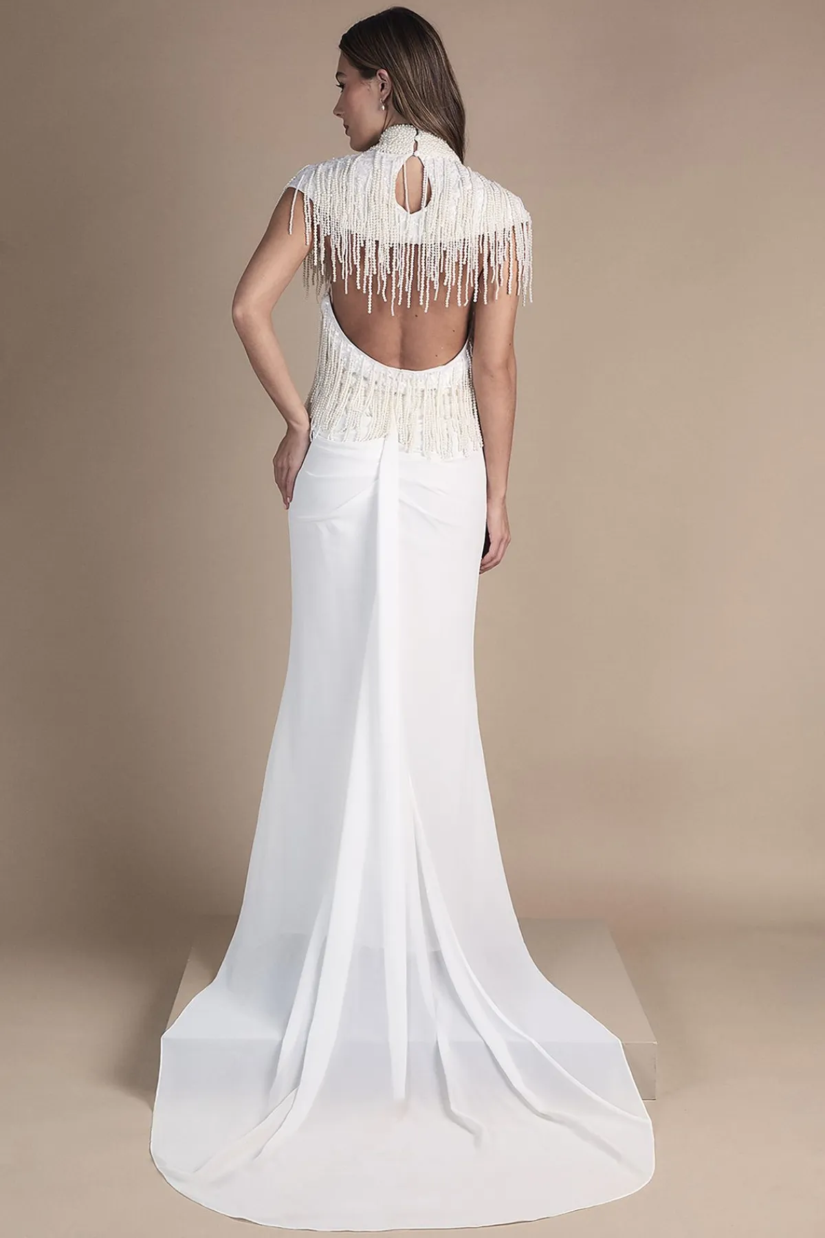 Coast Robe de Mariée Ornée de Perles à Col Montant avec Franges<Femme Robes|Robes Longues