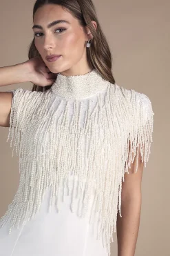 Coast Robe de Mariée Ornée de Perles à Col Montant avec Franges<Femme Robes|Robes Longues