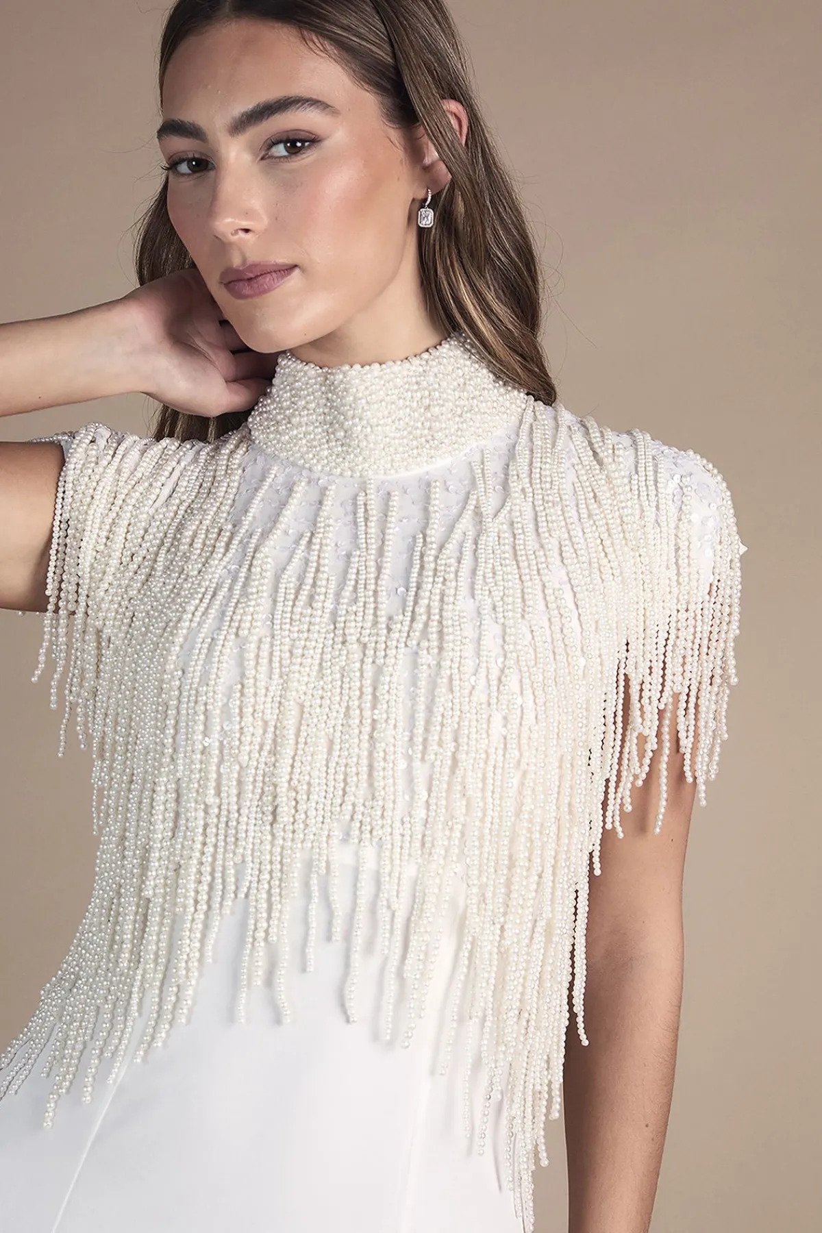 Coast Robe de Mariée Ornée de Perles à Col Montant avec Franges<Femme Robes|Robes Longues