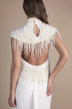 Coast Robe de Mariée Ornée de Perles à Col Montant avec Franges<Femme Robes|Robes Longues