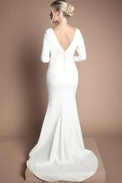 Robe de Mariée Petite Encolure Slash à Traîne synthétiqueddle