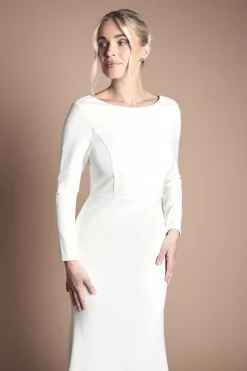 Robe de Mariée Petite Encolure Slash à Traîne synthétiqueddle