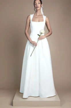 Robe de Mariée Sans Manches à Taille Basse