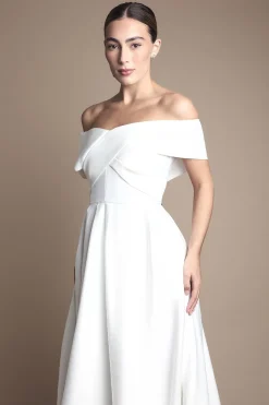 Coast Robe de Mariée Satin Bardot Origami<Femme Satin Et Dentelle|Robes