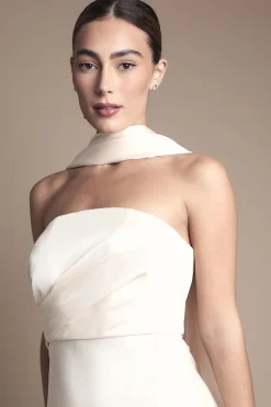 Robe de Mariée Sirène en Satin avec Écharpe Drapée