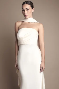 Robe de Mariée Sirène en Satin avec Écharpe Drapée