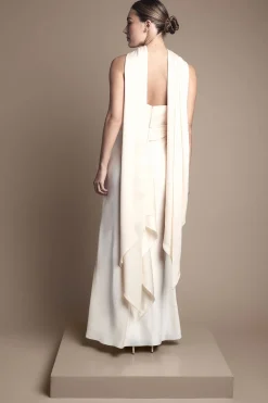 Robe de Mariée Sirène en Satin avec Écharpe Drapée