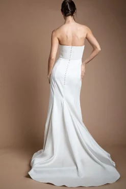 Robe De Mariée Sirène En Satin Structuré À Bustier Avec Traîne