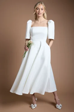 Coast Robe De Mariée Structurée À Manches Bouffantes<Femme Robes|Robes Mi-Longues