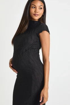 Robe de maternité en jacquard texturé midaxi moulante