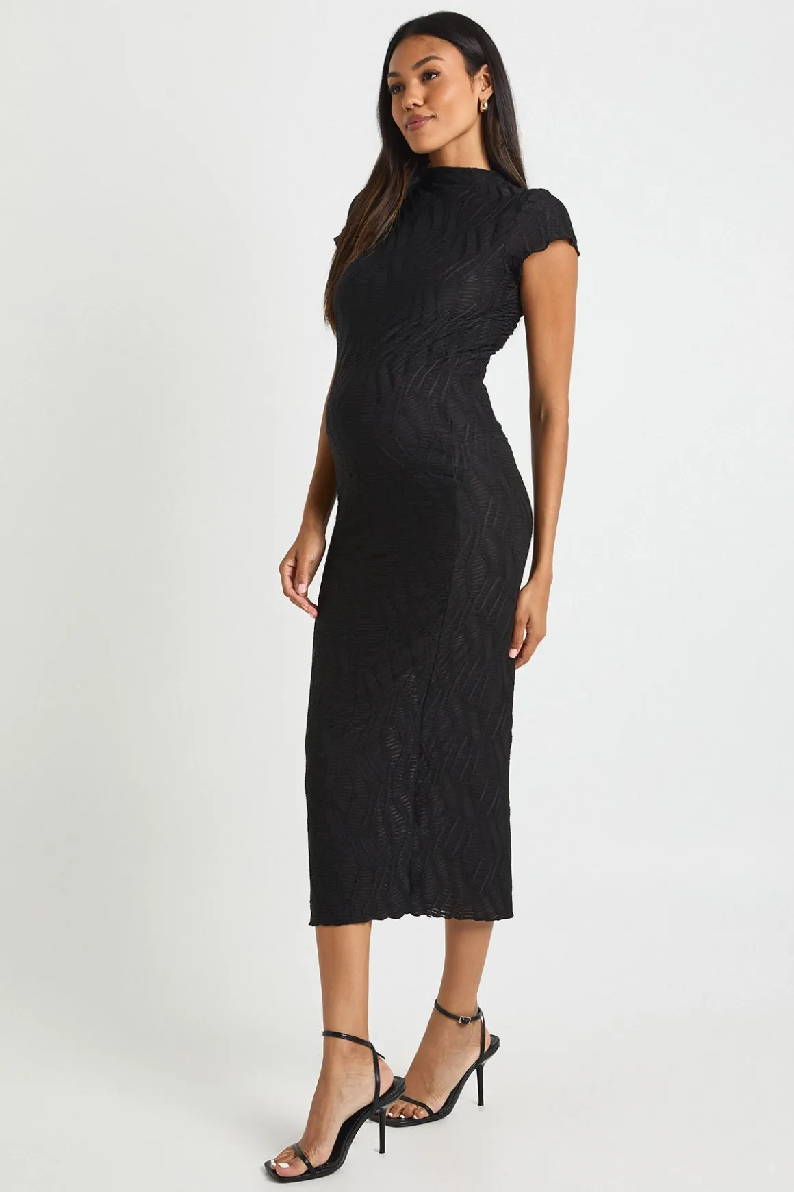 Robe de maternité en jacquard texturé midaxi moulante