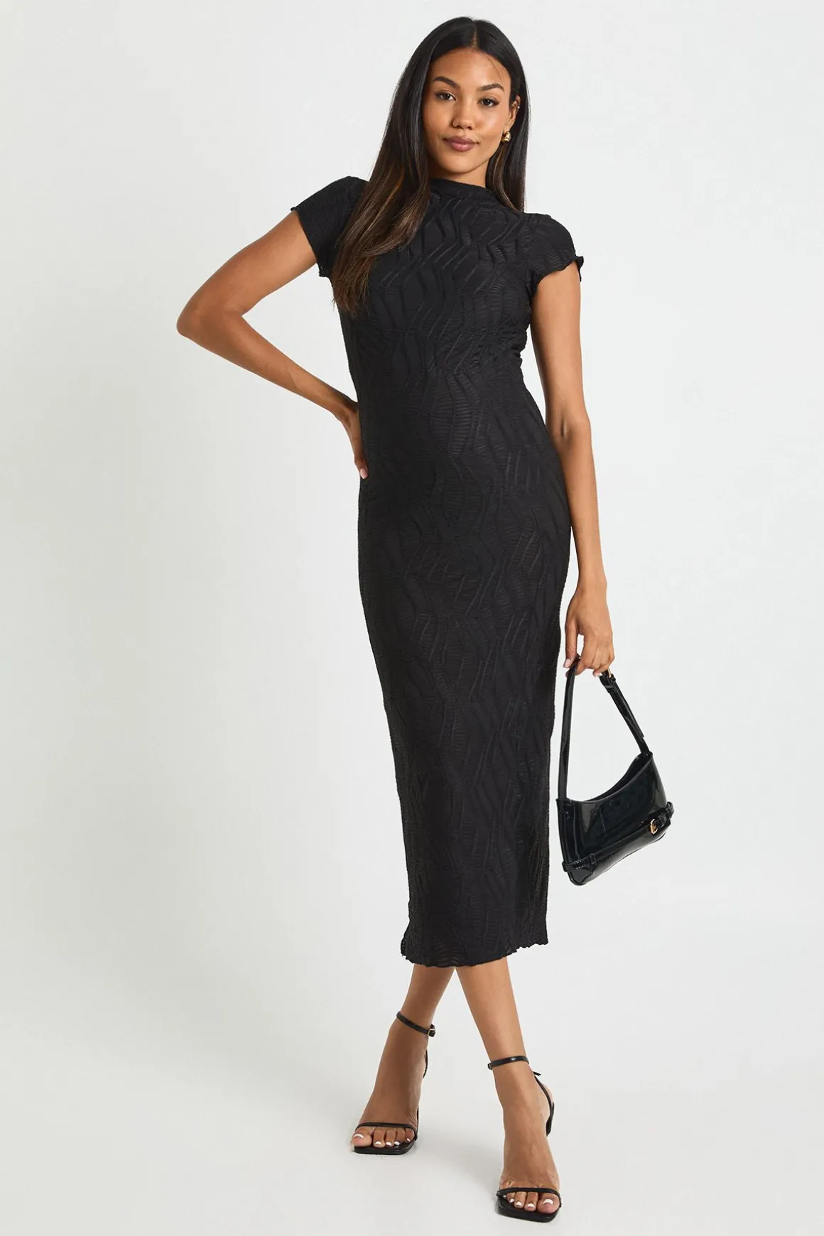 Robe de maternité en jacquard texturé midaxi moulante