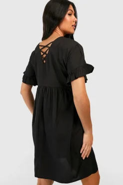 Robe de maternité en smock à manches à volants