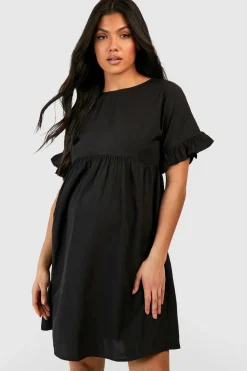 Robe de maternité en smock à manches à volants