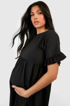 Robe de maternité en smock à manches à volants