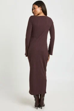 boohoo Robe de Maternité Mi-Longue à Encolure Bardot<Femme Robes À Manches Longues|Robes