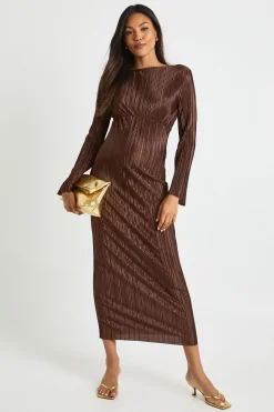 Robe de maternité plissée à manches chauve-souris midaxi