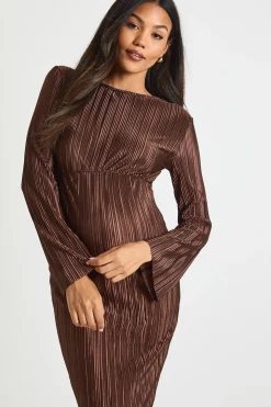 Robe de maternité plissée à manches chauve-souris midaxi