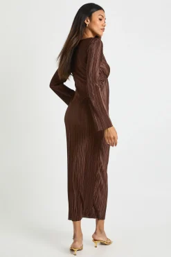 Robe de maternité plissée à manches chauve-souris midaxi
