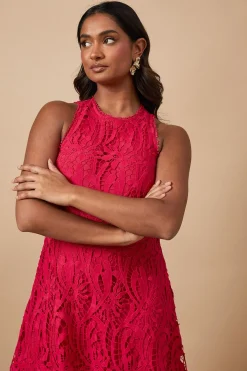 Oasis Robe Dentelle à Encolure Américaine<Femme Robes Mi-Longues|Satin Et Dentelle