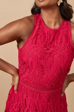 Oasis Robe Dentelle à Encolure Américaine<Femme Robes Mi-Longues|Satin Et Dentelle