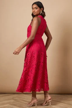 Oasis Robe Dentelle à Encolure Américaine<Femme Robes Mi-Longues|Satin Et Dentelle