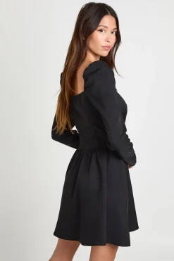 boohoo Robe de paysanne à taille basse avec bordure en dentelle<Femme Satin Et Dentelle|Robes À Manches Longues