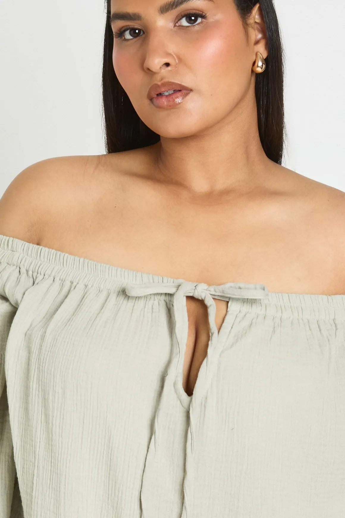 Robe De Plage Bardot Grande Taille À Manches Volumineuses