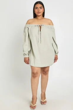 Robe De Plage Bardot Grande Taille À Manches Volumineuses