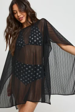 Robe De Plage Cape En Mesh Transparent