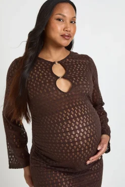 boohoo Robe De Plage De Maternité Avec Détail Anneau En O<Femme Looks Chocolat|Robes