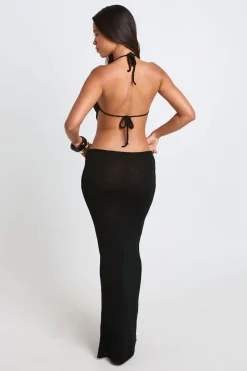 Robe De Plage En Crochet À Encolure Licou Et Découpe